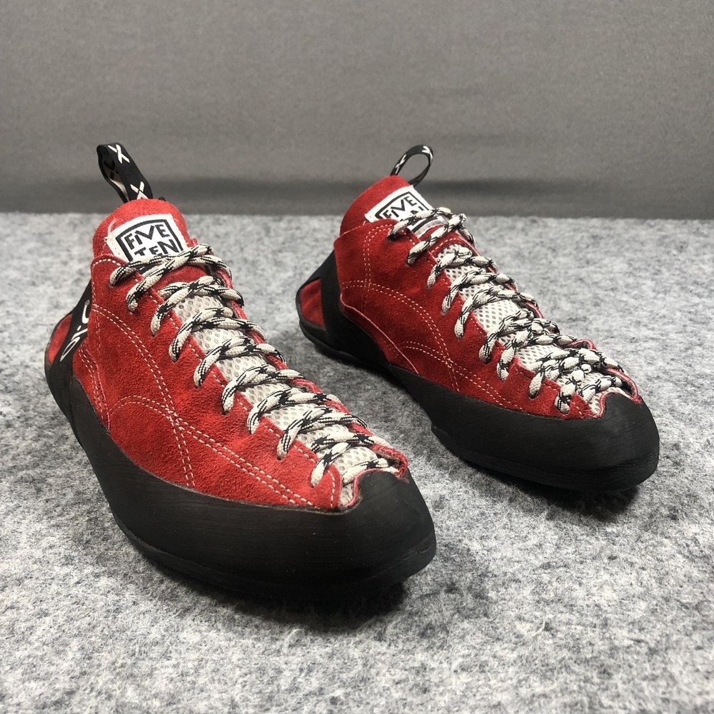Five Ten Rock Climbing Shoes Unisex 10 Red Suede Stealth C4 Lace Up 5.10